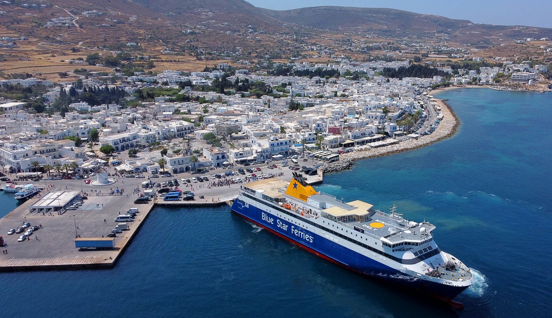 Paros Port view – main arrival point for private transfers